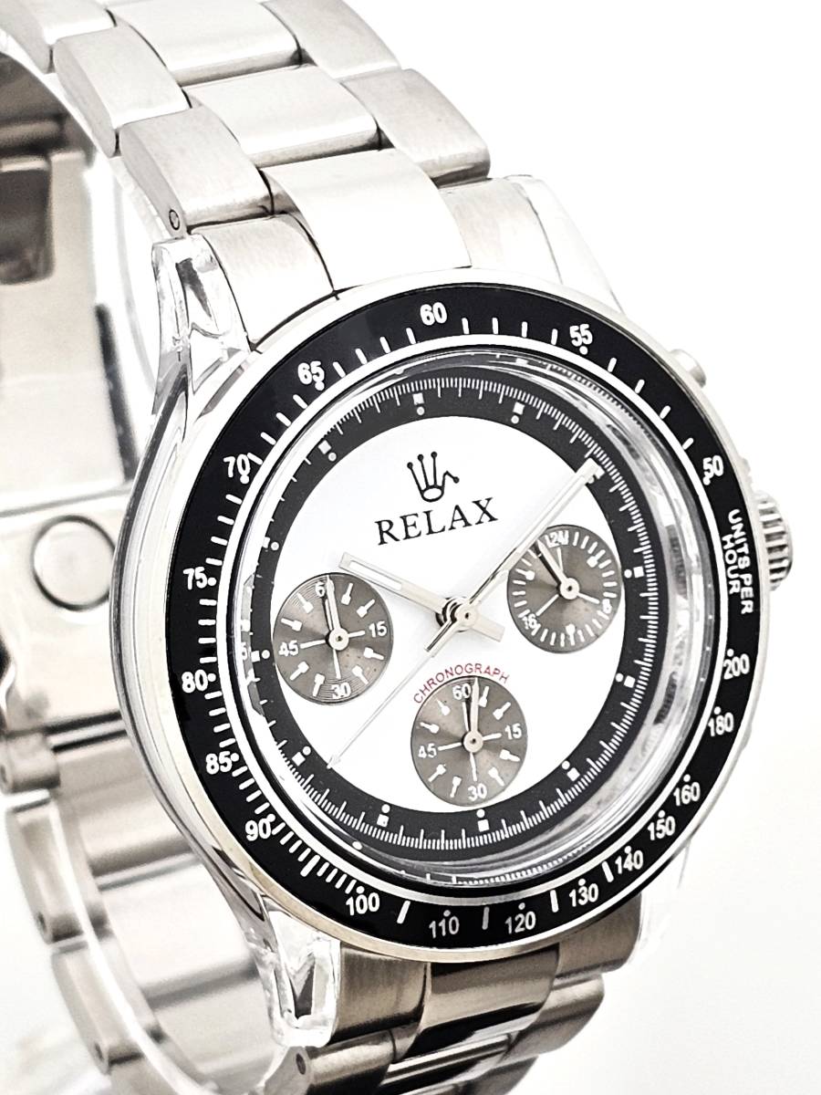 【本日特価】RELAX リラックス 王冠ロゴ D6-S ヴィンテージカスタム腕時計 世界で最も人気のポール・ニューマン腕時計 白文字盤 世田谷_画像4