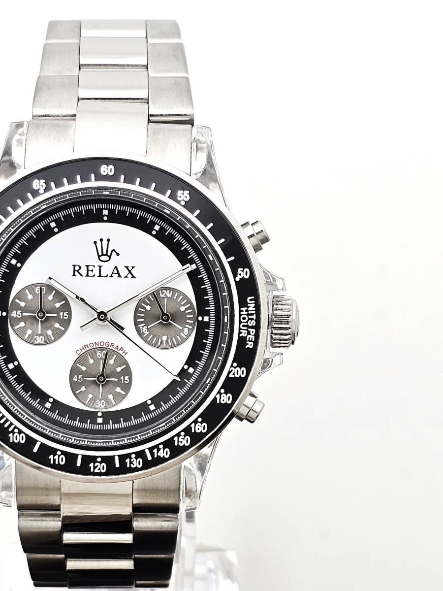 【本日特価】RELAX リラックス 王冠ロゴ D6-S ヴィンテージカスタム腕時計 世界で最も人気のポール・ニューマン腕時計 白文字盤 世田谷_画像1