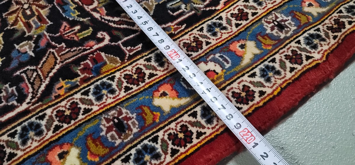 ペルシャ絨毯 カシャン産 工房サイン有り 100% 手織り 本物保証 素材ウール クリーニング済み サイズ:340cm×240cm 参考価格680万円の画像9