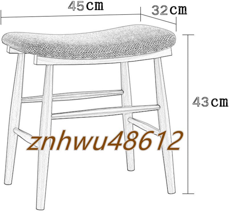 オットマン布張りフットレスト/ドレッシングテーブルスツールパッド入りベンチ凹型シート表面変更靴スツール-45x32x43cm_画像8
