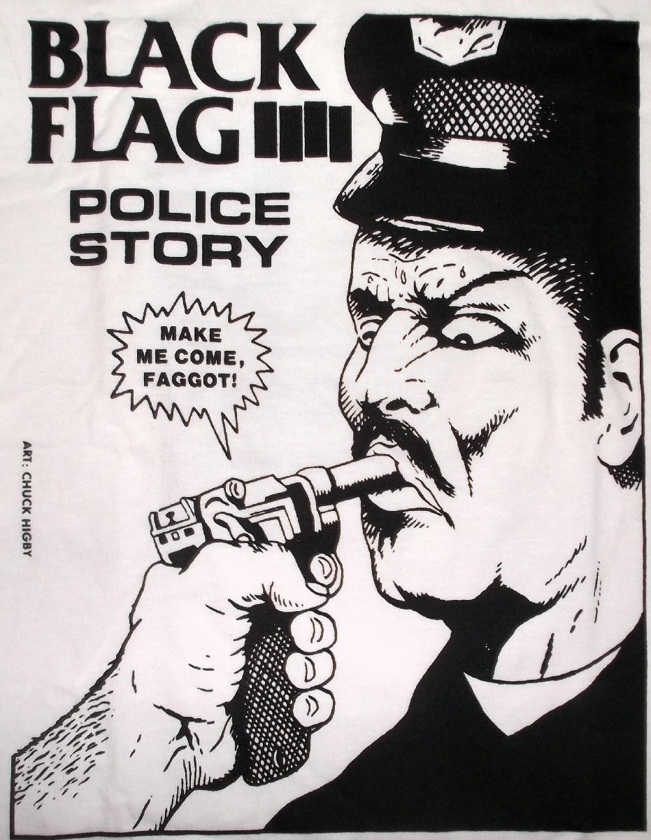 ★ブラック フラッグ Tシャツ Black Flag Police Story 白 XL 正規品 ハードコア パンク sst ushc punk_画像3