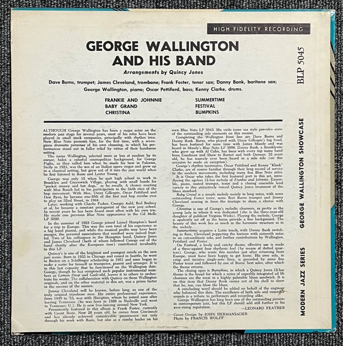【オリジナル/美品】『 George Wallington Showcase 』Frank Foster Dave Burns Kenny Clarke ジョージ・ウォーリントンの画像2