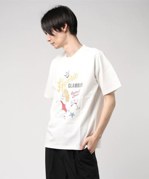【HYSTERIC GLAMOUR ヒステリックグラマー 】TシャツM 日本製 「HYS COCKTAIL LOUNGE Tシャツ」 ガールプリント入り 人気アイテム_画像2