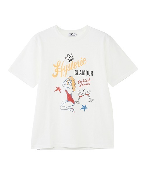 【HYSTERIC GLAMOUR ヒステリックグラマー 】TシャツM 日本製 「HYS COCKTAIL LOUNGE Tシャツ」 ガールプリント入り 人気アイテム_画像3