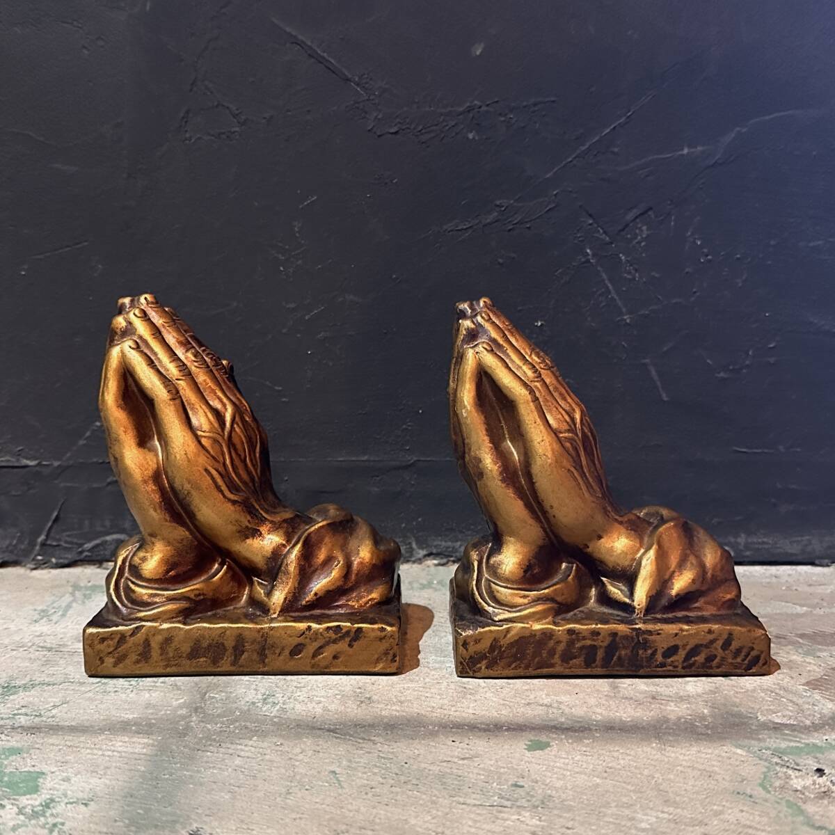 【Vintgae】〜1960s Praying Hands Bookend プレイングハンズ プレイハンド ブックエンド 本立て 祈り手 ヴィンテージ アンティーク A_画像4