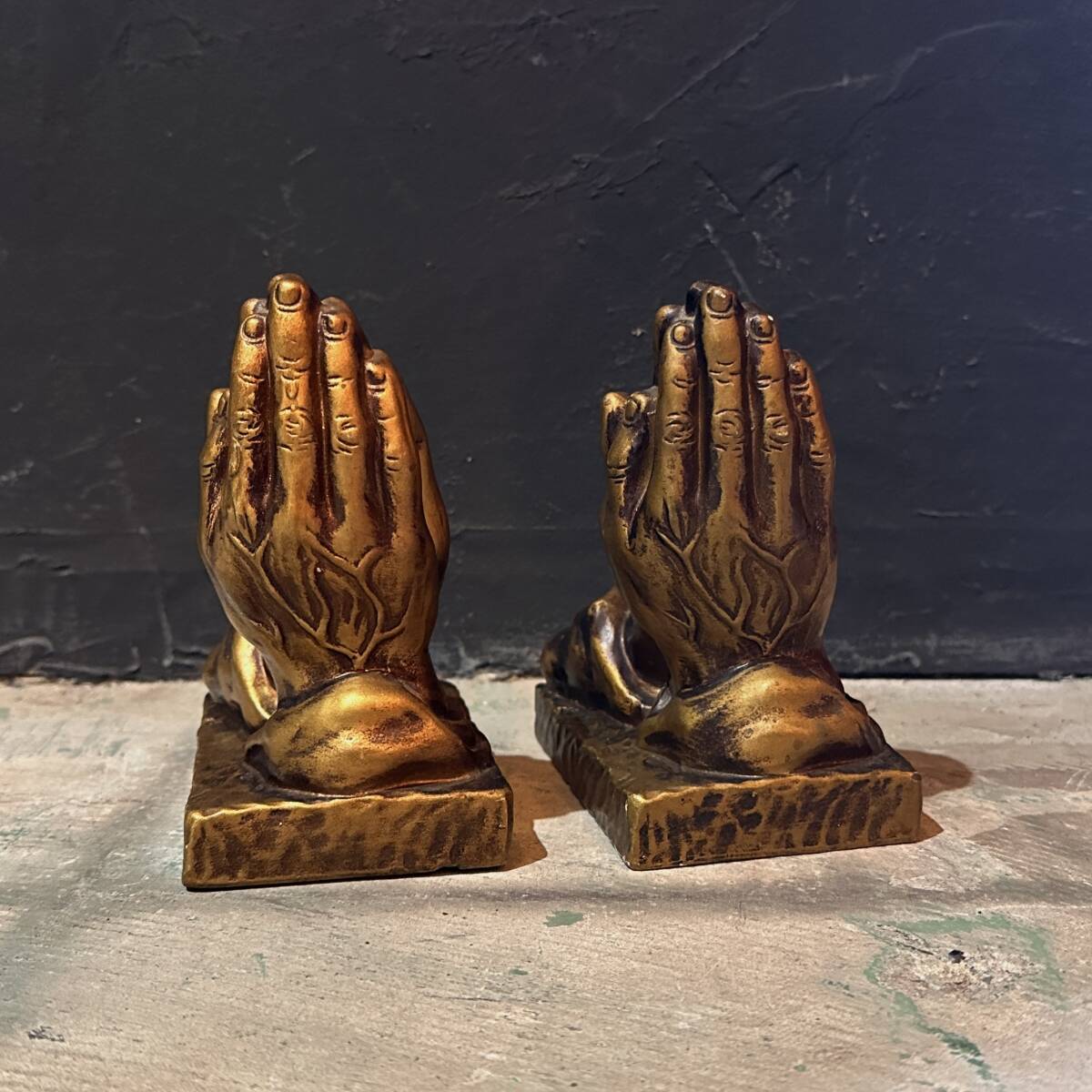 【Vintgae】〜1960s Praying Hands Bookend プレイングハンズ プレイハンド ブックエンド 本立て 祈り手 ヴィンテージ アンティーク A_画像5