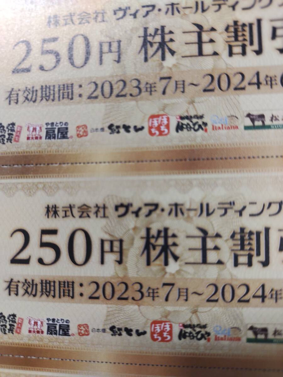 ヴィアホールディングスの株主優待券2500円分（250円×10枚　送料込_画像1