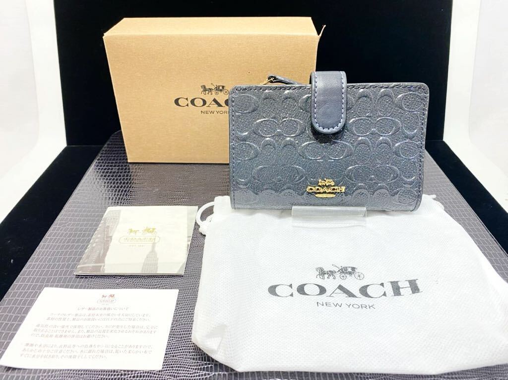 COACH コーチ 折り財布 ダークグレー 新品未使用保管品 二つ折り財布 _画像1