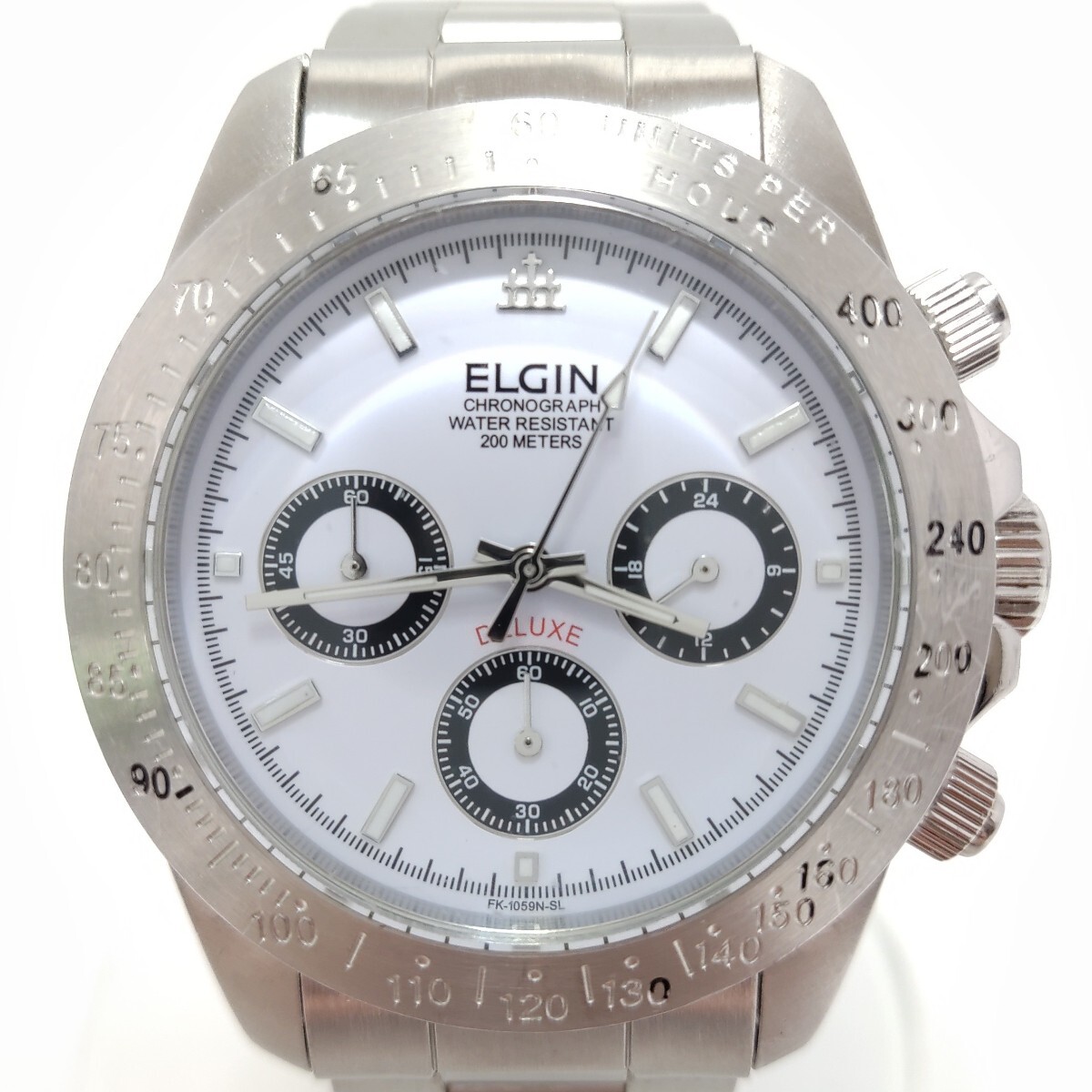 ELGIN エルジン FK-1059N-SL クォーツ クロノグラフ／稼働品／現状品☆１円～_画像1