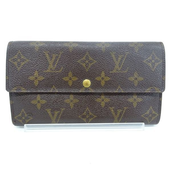 ♪tyot 1109-5 223再再 LOUIS VUITTON ルイヴィトン モノグラム ポルトモネクレディ 長財布 M61725 小銭ポケットチャック壊れ有り 現状品_画像1