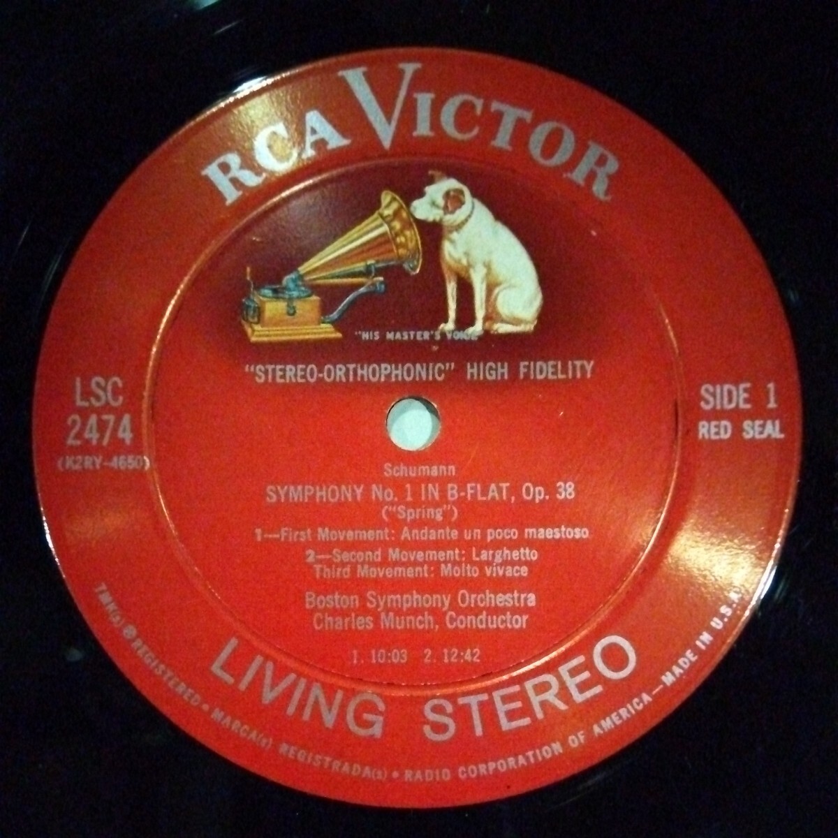 ミュンシュ/シューマン　交響曲第１番　マンフレッド序曲/米RCA/LSC2474　Shaded-Dog　1ｓ・1ｓ_画像3