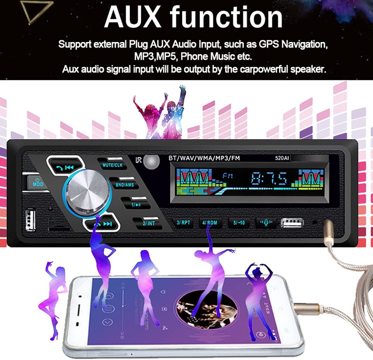 24V car radio Bluetooth stereo MP3 player is hands free telephone call . support FM dual USB port TFAUXIN sound a