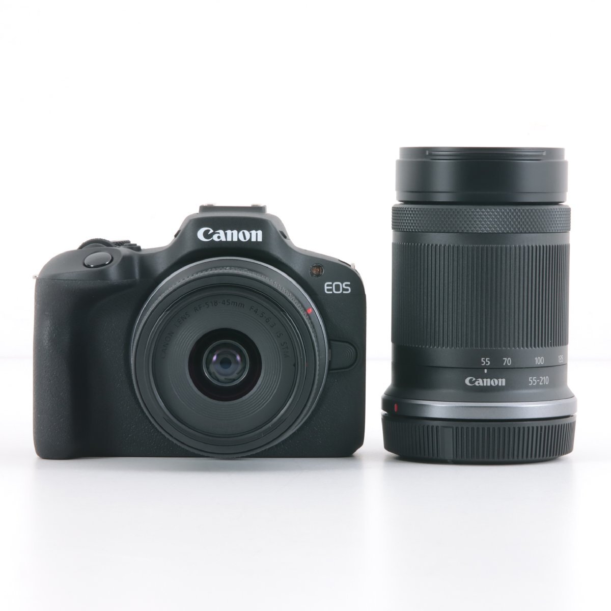 1円～ Canon キヤノン ミラーレス一眼カメラ EOS R100 / 18-45mm 4.5-6.3 / 55-210mm 5-7.1　【電源ONのみ確認】_画像1