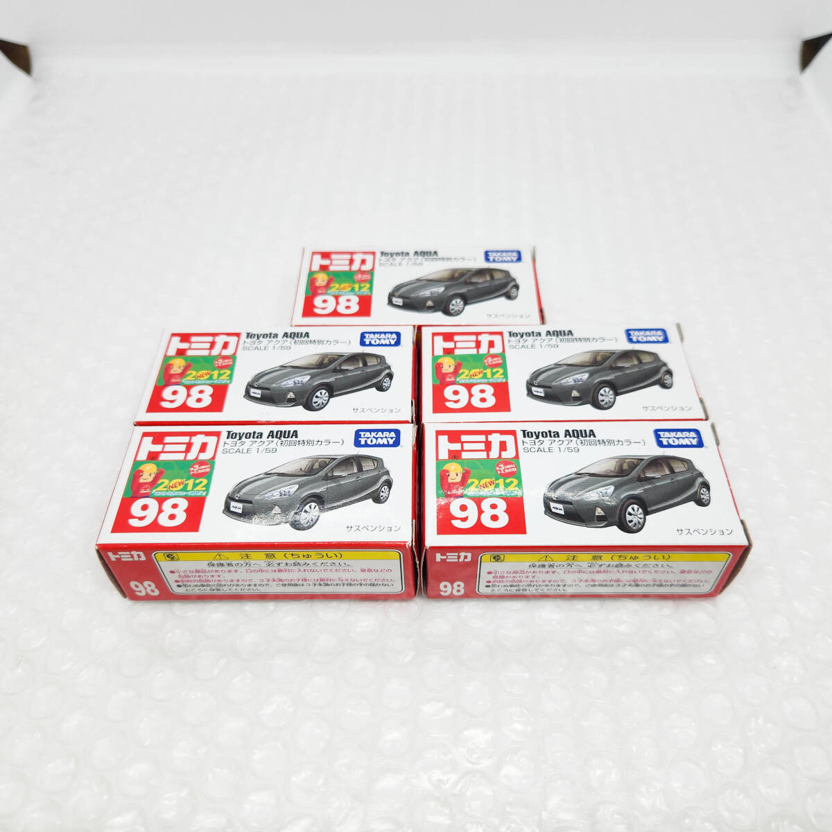 トミカ トヨタ アクア 初回特別カラー 5台セット No.98 新車シール付 TOYOTA AQUA 赤箱 ミニカー 模型 コレクション おもちゃ #ST-02707_画像1