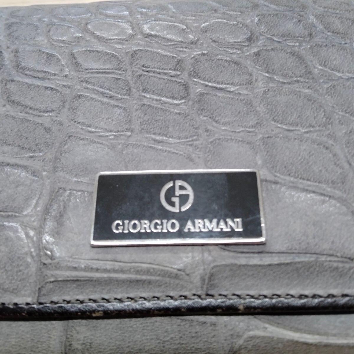 ジョルジオアルマーニ 二つ折り財布 グレー_画像2
