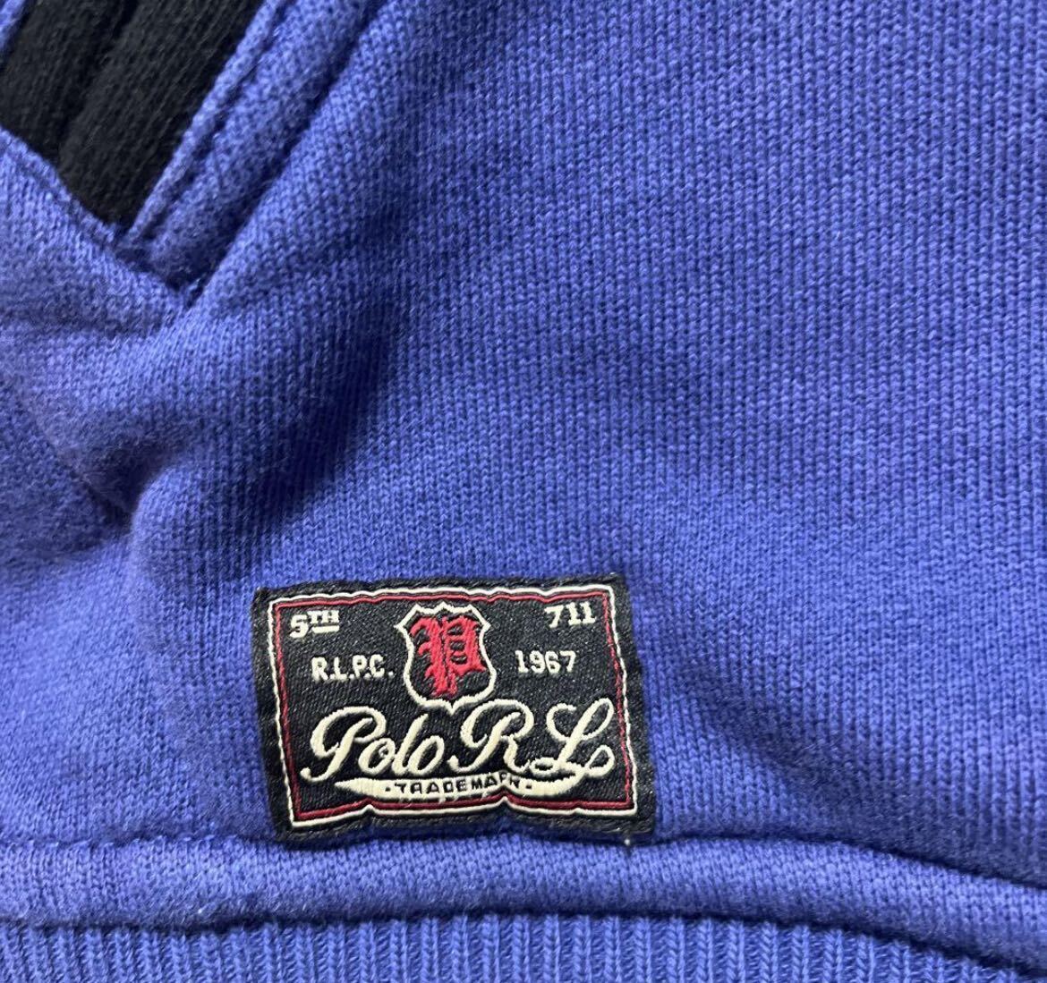 POLO RALPH LAUREN ポロ ラルフローレン スウェット生地 スタジャン ブルゾン スナップボタン 刺繍ロゴ ワッペン S リブボーダー_画像8