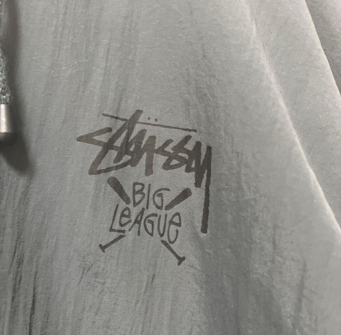 stussy オールド ステューシー ナイロンジャケット コーチジャケット L 長袖 デカロゴ 90s 90年代 フード付 ワールドトライブ BIG LEAGUE