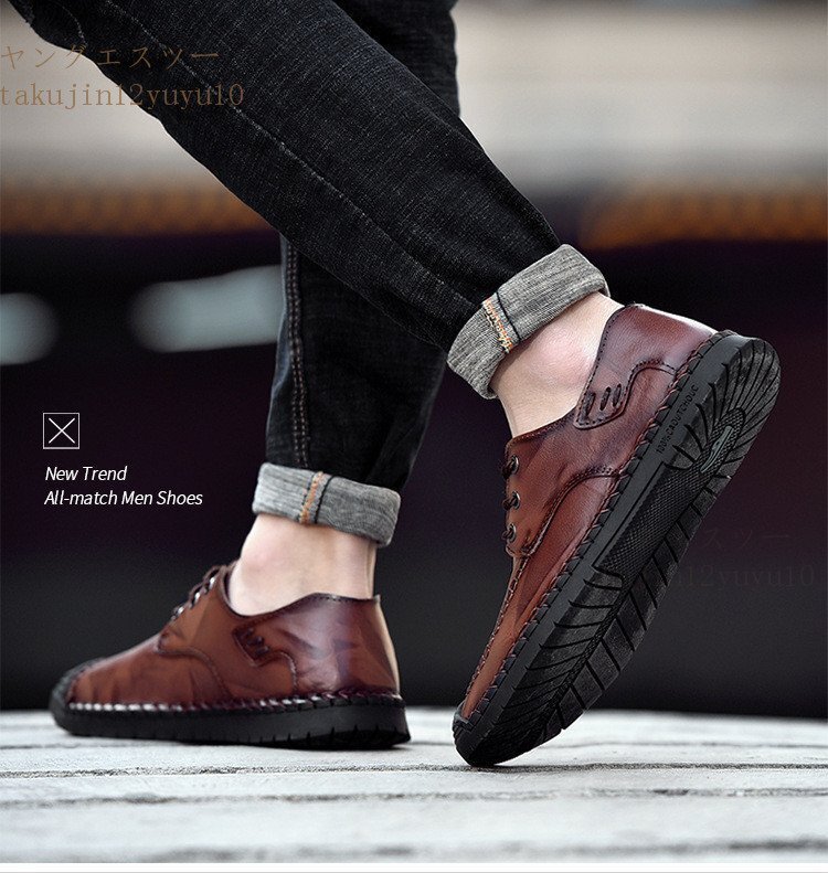  walking shoes original leather men's shoes new goods sneakers cow leather leather shoes ventilation driving Loafer slip-on shoes 24.5cm