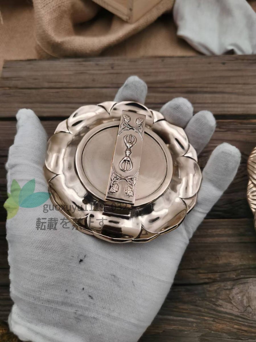 密教法具 寺院用仏具」 大々型 灌頂用 宝鏡 真鍮製15x15cm 仏壇 密教法具 寺院用仏具」 大々型 灌頂用 宝鏡 真鍮製15x15cm 仏壇