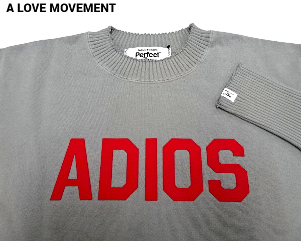 M 新品【A LOVE MOVEMENT × Perfect ribs BASIC CREW NECK SWEAT SHIRTS ADIOS GRY ア ラブ ムーブメント パーフェクトリブス スウェット_画像7