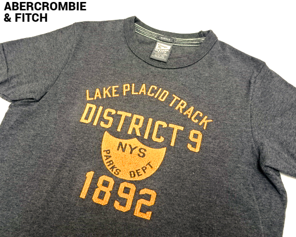 S【ABERCROMBIE Vintage Tee S LAKE PLACID TRACK DISTRICT 9 NYS PARKS DEPT 1892 アバクロンビー＆フィッチ Tシャツ A&F】の画像1