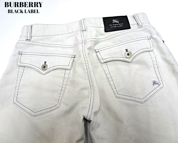 73【BURBERRY BLACK LABEL Pants BMS10-519-02 White バーバリー ブラックレーベル パンツ コーデュロイ ホワイト】_汚れがあります。