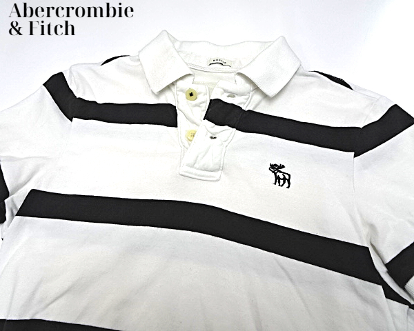 S【Abercrombie&Fitch Border S/S Polo Shirt アバクロンビー&フィッチ 半袖ポロシャツ ボーダー】_画像1