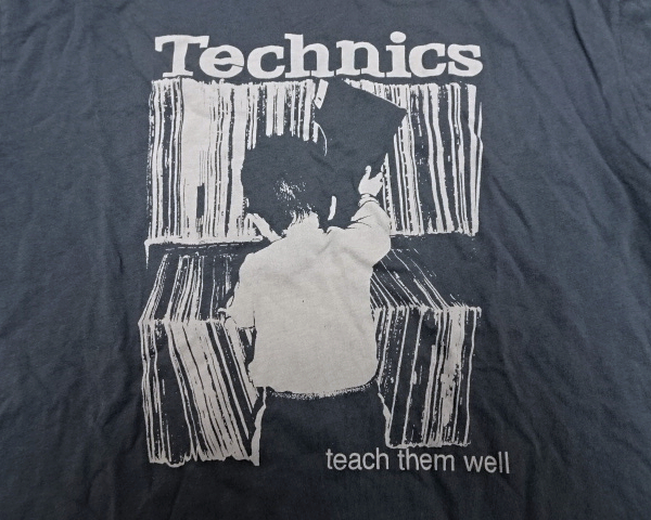 M 未使用【Technics CRARES Tee teach them well Chacorl テクニクス Tシャツ レコード チャコール グレー オールド ヴィンテージ】の画像5