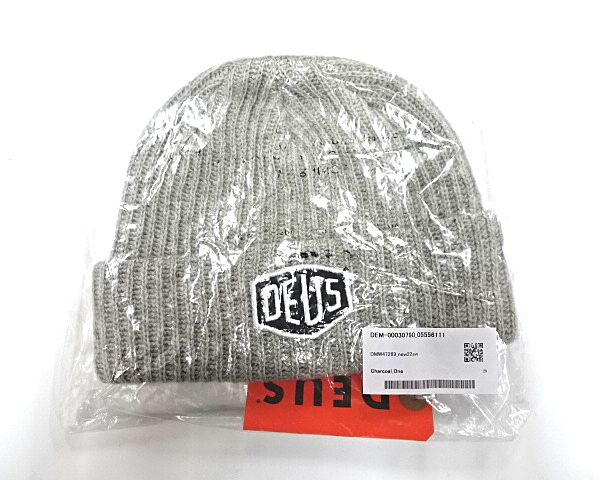 新品【DEUS EX MACHINA SHIELD BEANIE CHARCOAL デウス エクス マキナ シールド ビーニー ニットキャップ チャコール グレー】_画像2