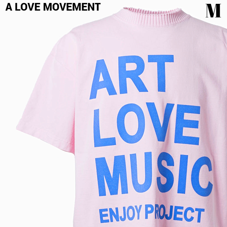  M 新品 A LOVE MOVEMENT × Perfect ribs BASIC SHORT SLEEVE T-SHIRTS ART LOVE MUSIC L.PINK パーフェクトリブス ア ラブ ムーブメント_画像1