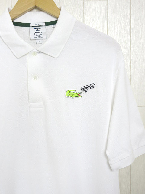 ラコステ アトモス LACOSTE × atmos Polos WHITE ポロシャツ 半袖 鹿の子 オーバーサイズ ホワイト size M ユニセックス_画像3