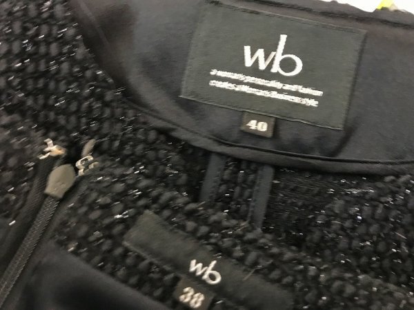 美品！wb レディース ラメ ノーカラージャケット・スカート スーツ上下セットアップ 上40 下38 黒_画像2