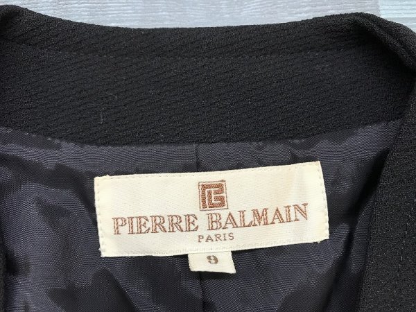 Pierre Balmain ピエールバルマン レディース ノーカラー フォーマルジャケット 毛100% 9 黒_画像2