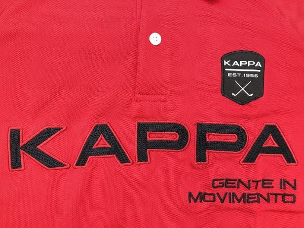 KAPPA カッパ メンズ ロゴ刺繍 ゴルフ 半袖ポロシャツ L 赤黒の画像3