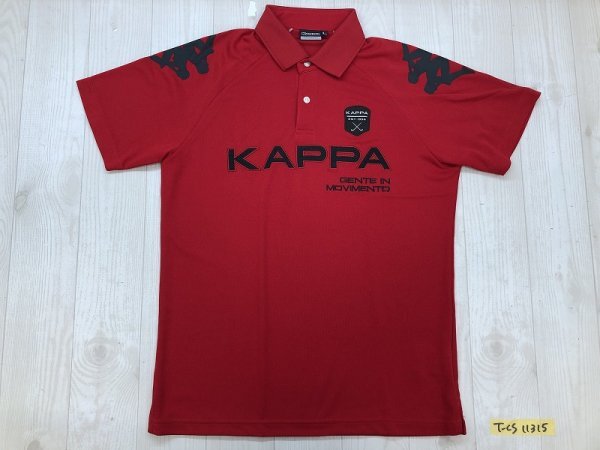 KAPPA カッパ メンズ ロゴ刺繍 ゴルフ 半袖ポロシャツ L 赤黒_画像1