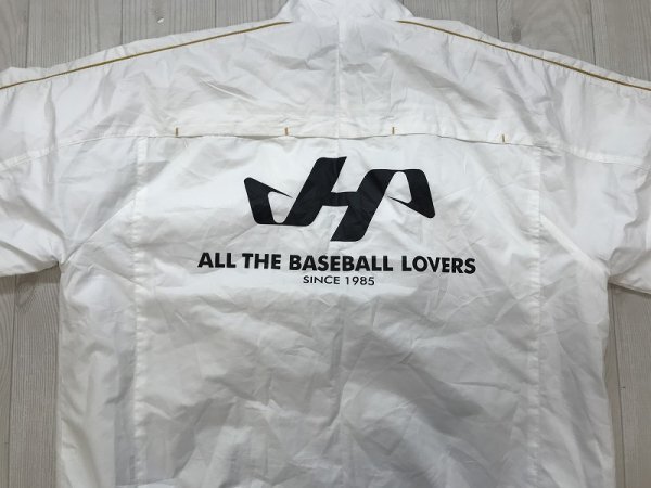 ALL THE BASEBALL LOVERS メンズ ロゴラバー 野球用 ハーフジップ 薄手 裏メッシュ 半袖プルオーバージャケット L ポリエステル 白_画像3