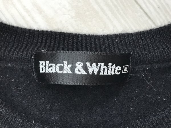Black＆White ブラックアンドホワイト レディース 柄織り ニットセーター M 黒ピンク他_画像2