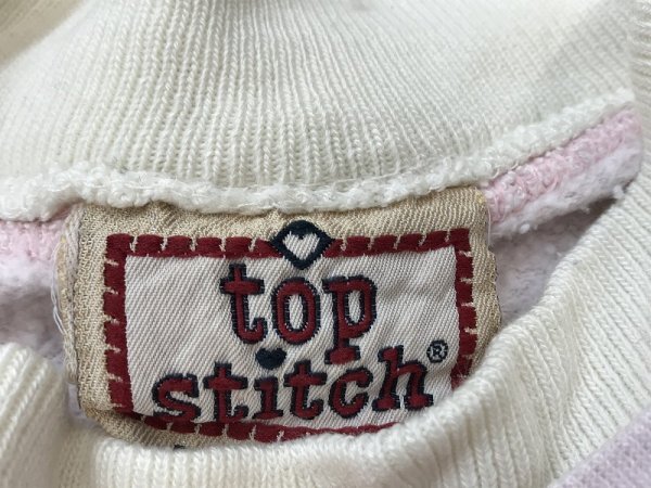 top stitch レディース 鳥刺繍 トレーナー ピンク白_画像2
