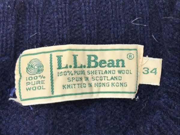 L.L.Bean エルエルビーン メンズ ケーブル編み ニットセーター 34 紺_画像2