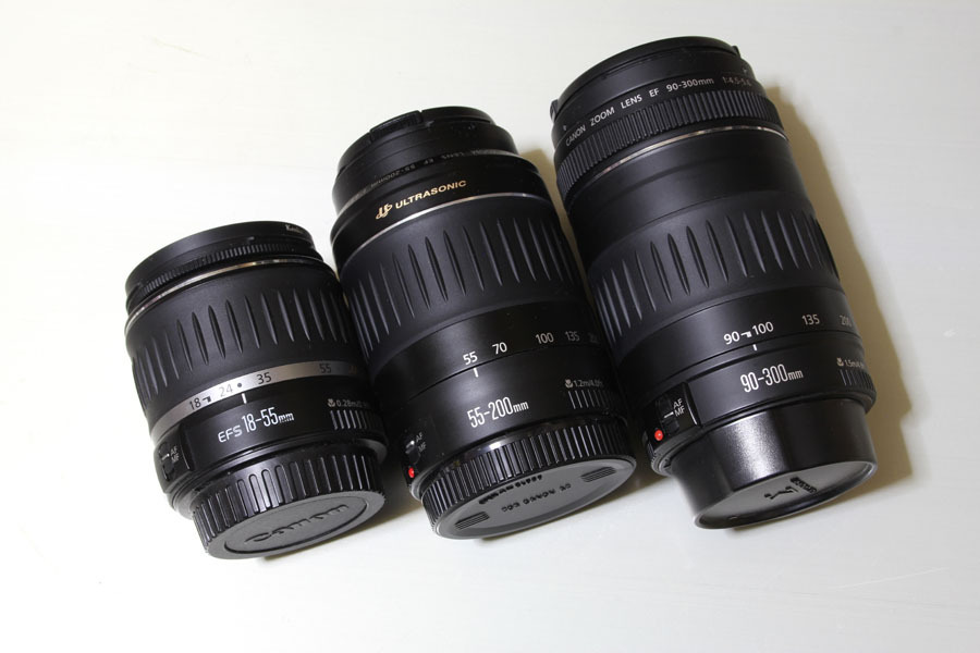 【AF動作品】Canon EF-S18-55mm、EF55-200mm、EF90-300mm ３本セット【ジャンク】
