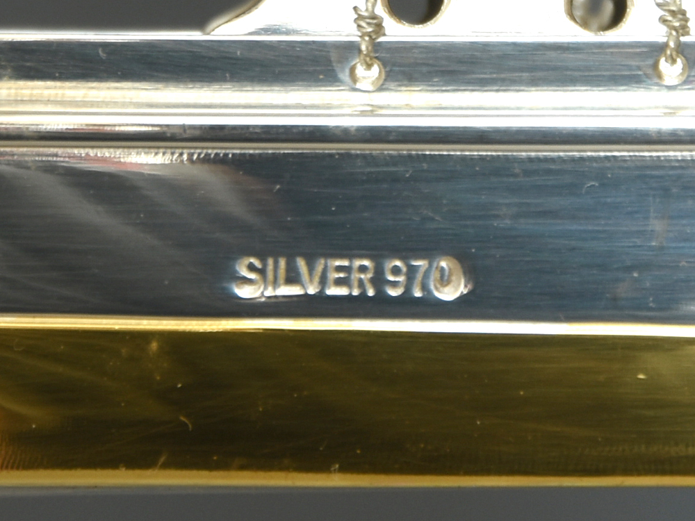 尚美堂 銀製 ヨット 帆船 舟 SILVER970 銀重量232g 銀 金属工芸 置物 オブジェ ガラスケース 共箱（検）純銀 STERLING SILVER　z6833o_画像6