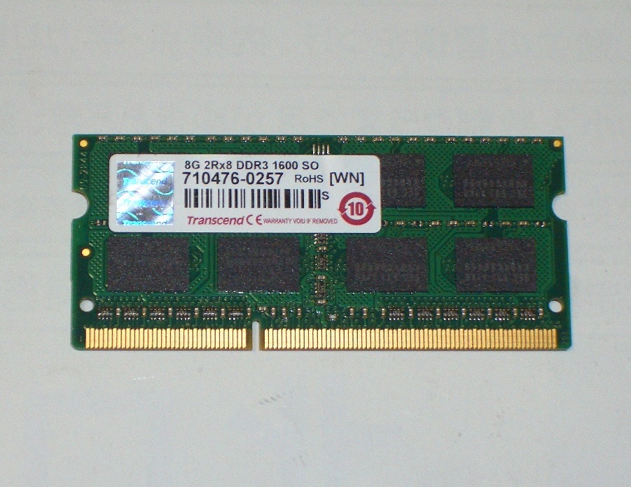 ◆Transcend製 PC3-12800 (DDR3-1600) 204pin 8GB 完動品 即決！①★送料120円！の画像1