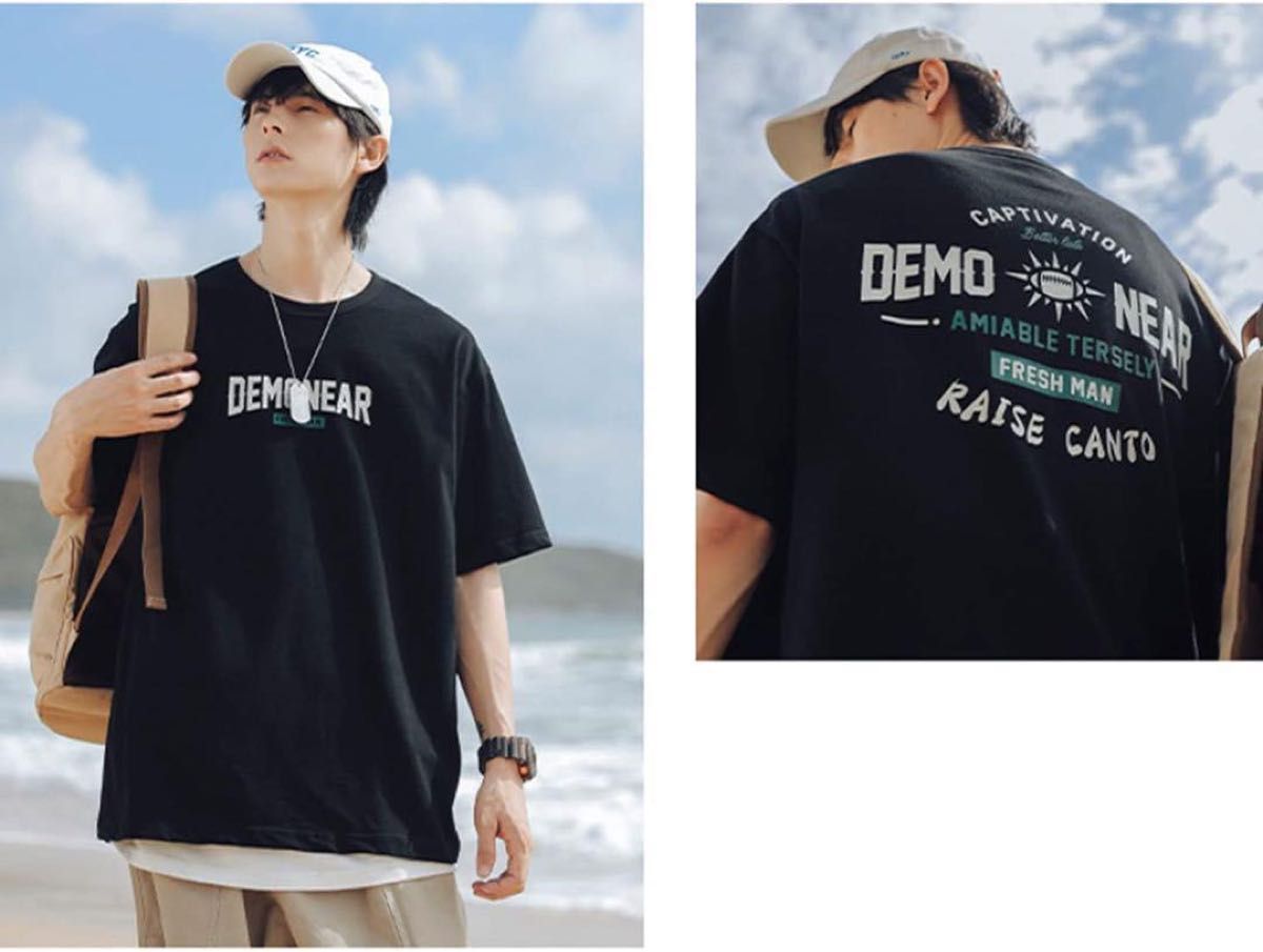 Tシャツ メンズ 半袖 オーバーサイズ メンズ レディース 部屋着 オシャレ 黒 半袖Tシャツ プリント ロゴ ブラック