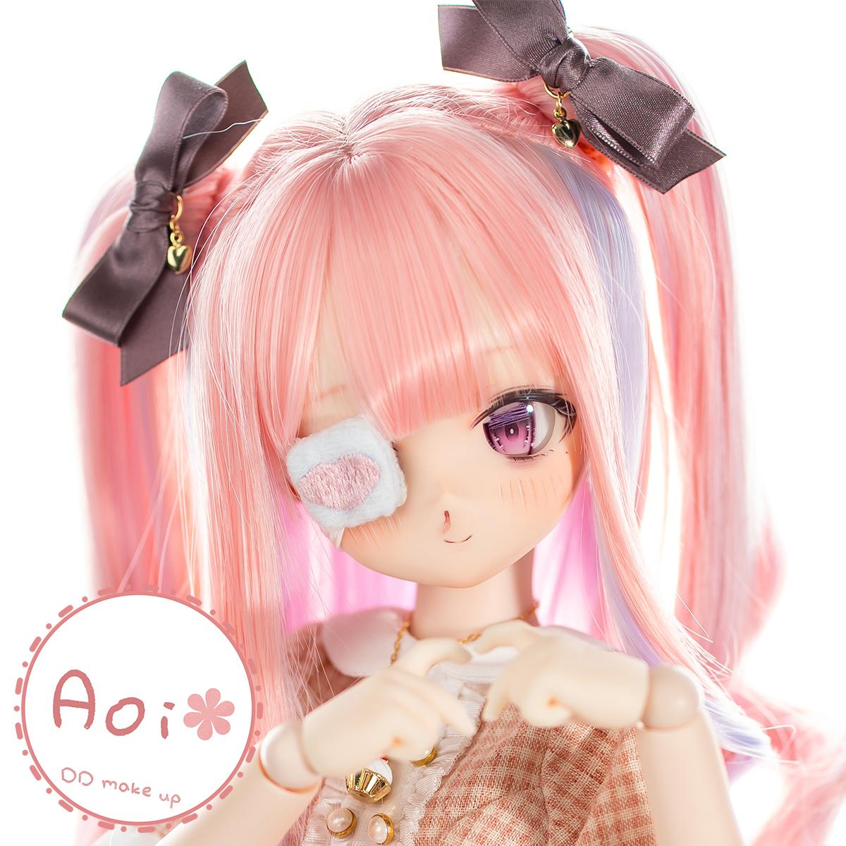 Aoi＊葵 DDH01 セミホワイト SW肌 カスタムヘッド + 碁石アイ + 自作眼帯 + 自作アクセサリーセット_画像2