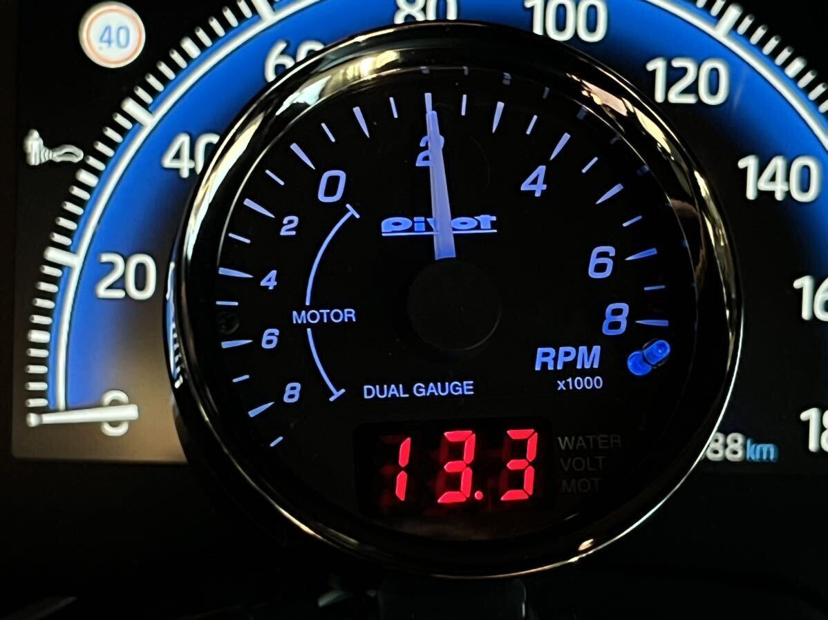 Pivot DPT-H Honda Toyota hybrid dual gauge tachometer water temperature gage voltmeter 60 pie white blue lighting manual 