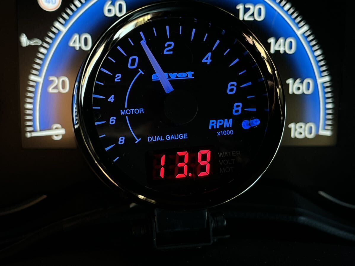 Pivot DPT-H Honda Toyota hybrid dual gauge tachometer water temperature gage voltmeter 60 pie white blue lighting manual 