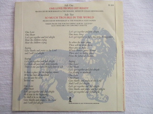 BOB MARLEY 7！ONE LOVE, SO MUCH TROUBLE IN THE WORLD, UK EP, 美品_画像2