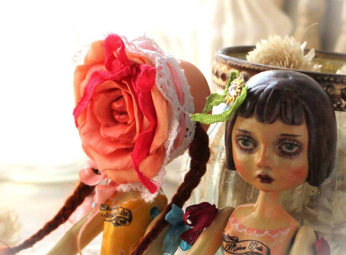 ★moloco dolls★②リボンで繋げた小さなお人形　薔薇のお嬢さんとお友達_画像7