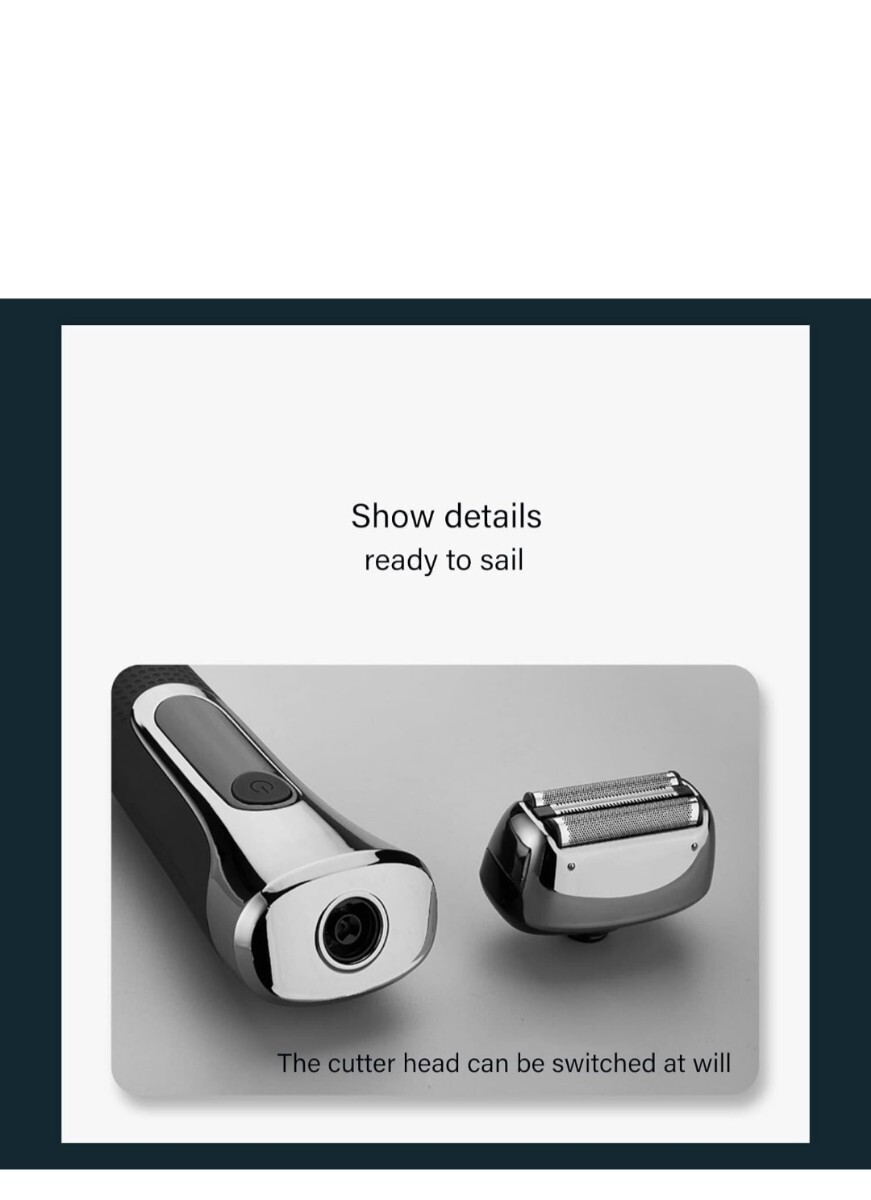 3D充電式防水電動シェーバーコードレスロータリーかみそり_画像7