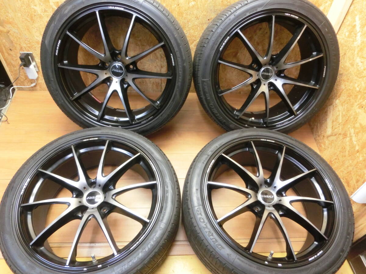 最終値下げ!! レイズ G25 EDGE 鍛造 ホイール 20インチ 8.5J +34 PCD120 5穴 ダンロップ VE303 245/40R20 2019年 タイヤ付 レクサス LS外し_画像1